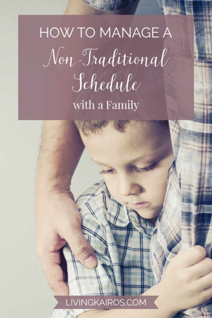 A boy, sad because his father has to leave for work | How to Manage a Non-traditional Schedule with a Family